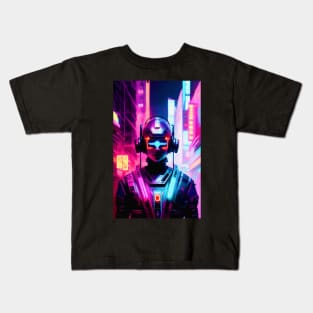 Abstract Cyberpunk Cyborg Kids T-Shirt